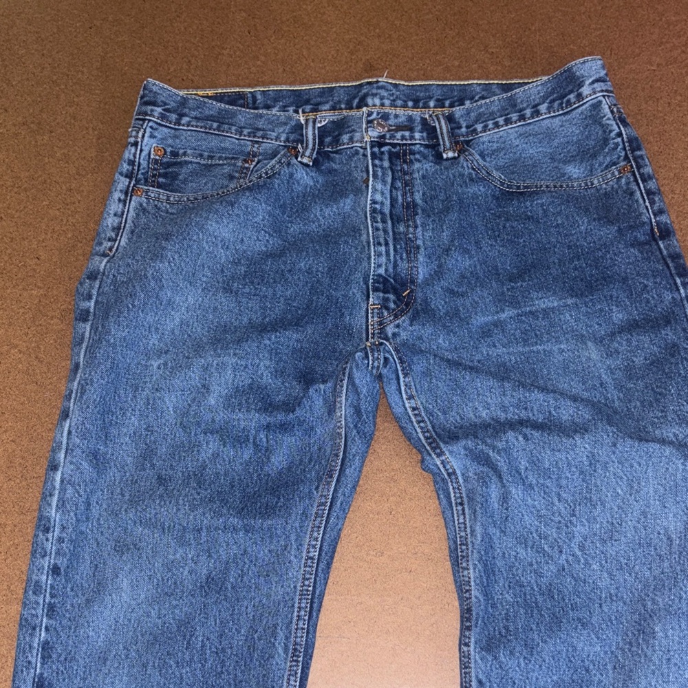Levi's 505 Men's 36x32 Relaxed Back Pocket Jeans - Blue Denim - Picture 5 of 12